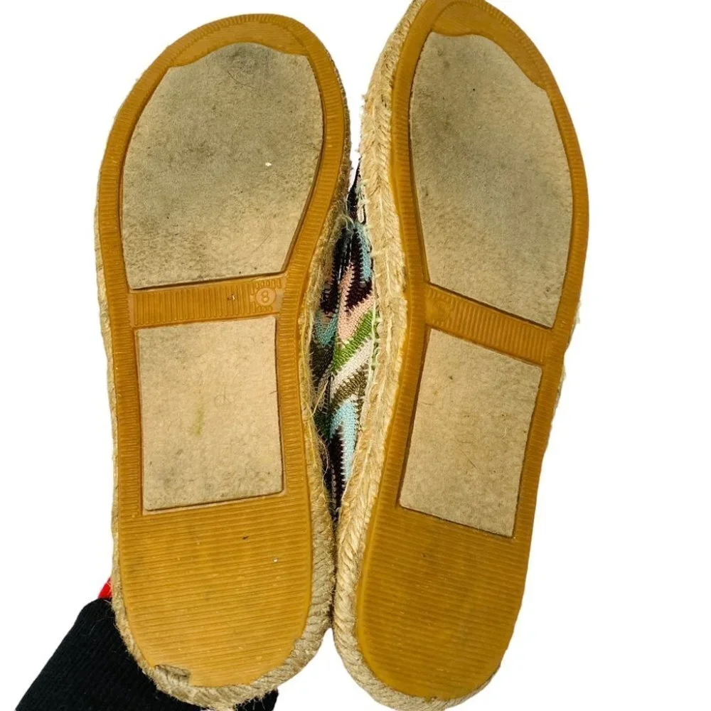 Faded Glory Multicolor Chevron Espadrille Flats Sz 8